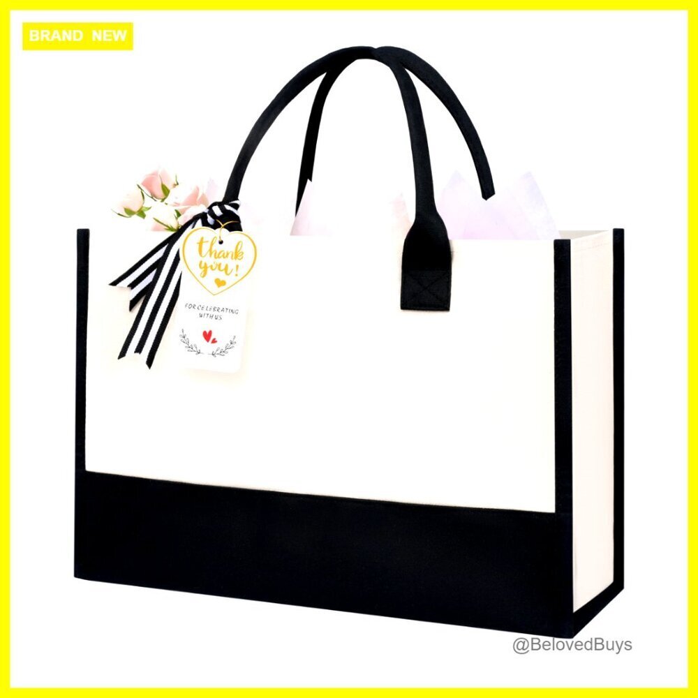 Personalized Monogrammed Tote Bag with Zipper Closure Large Capacity